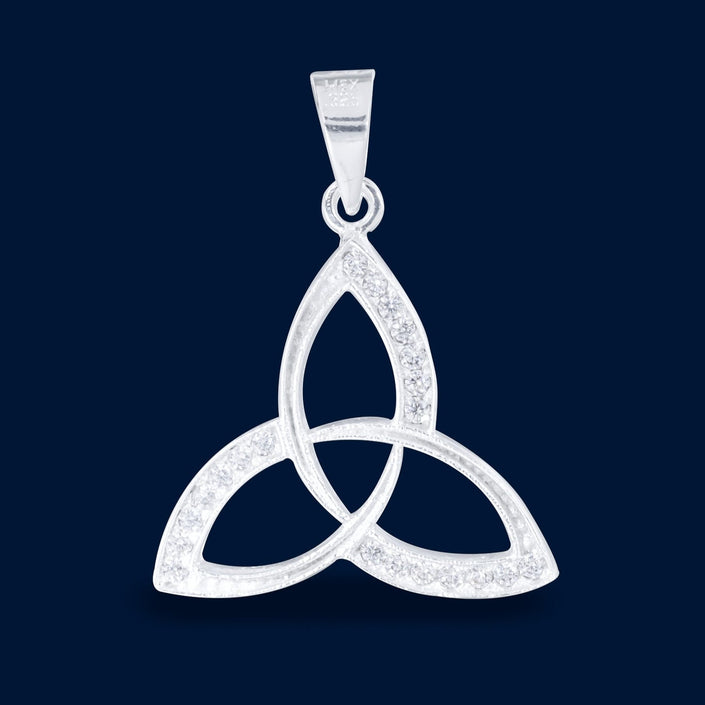 #D591 - Dije Nudo De La Trinidad Con Piedra Zirconia Plata - ZC2.6