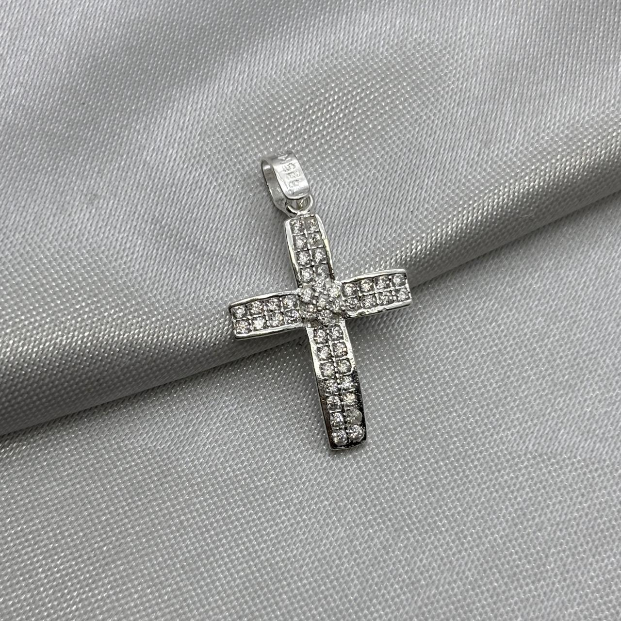 #D608 - Dije Cruz Con Zirconia Plata - B09/1.3