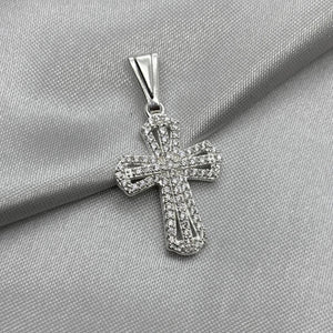 #D611 - Dije De Cruz Con Zirconia Plata - B09/2.8