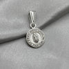 #D614 - Dije Circular Virgen De Guadalupe Con Zirconia Plata - B09/1.7