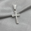 #D615 - Dije De Cruz Religiosa Delgada Con Zirconia Plata - B09/1.5