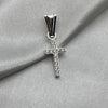 #D616 - Dije De Cruz Forma Delgada Con Zirconia Plata - B09/1.1