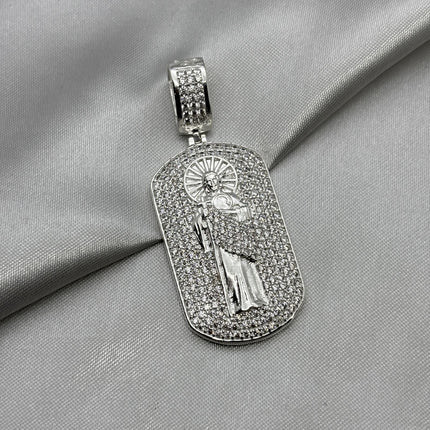 #D617 - Dije De San Judas Tadeo Con Zirconia Plata - A09/13.9