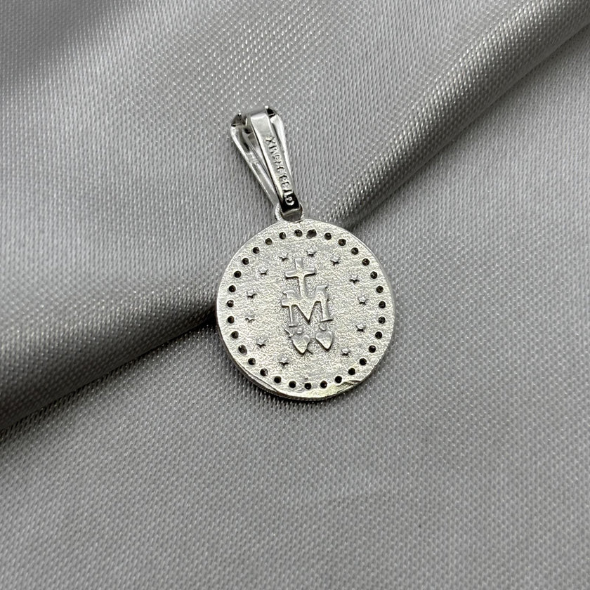 #D621 - Dije/Medalla Santisima Virgen Maria Con Zirconia Plata - A09/2.4