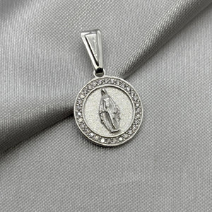 #D621 - Dije/Medalla Santisima Virgen Maria Con Zirconia Plata - A09/2.4