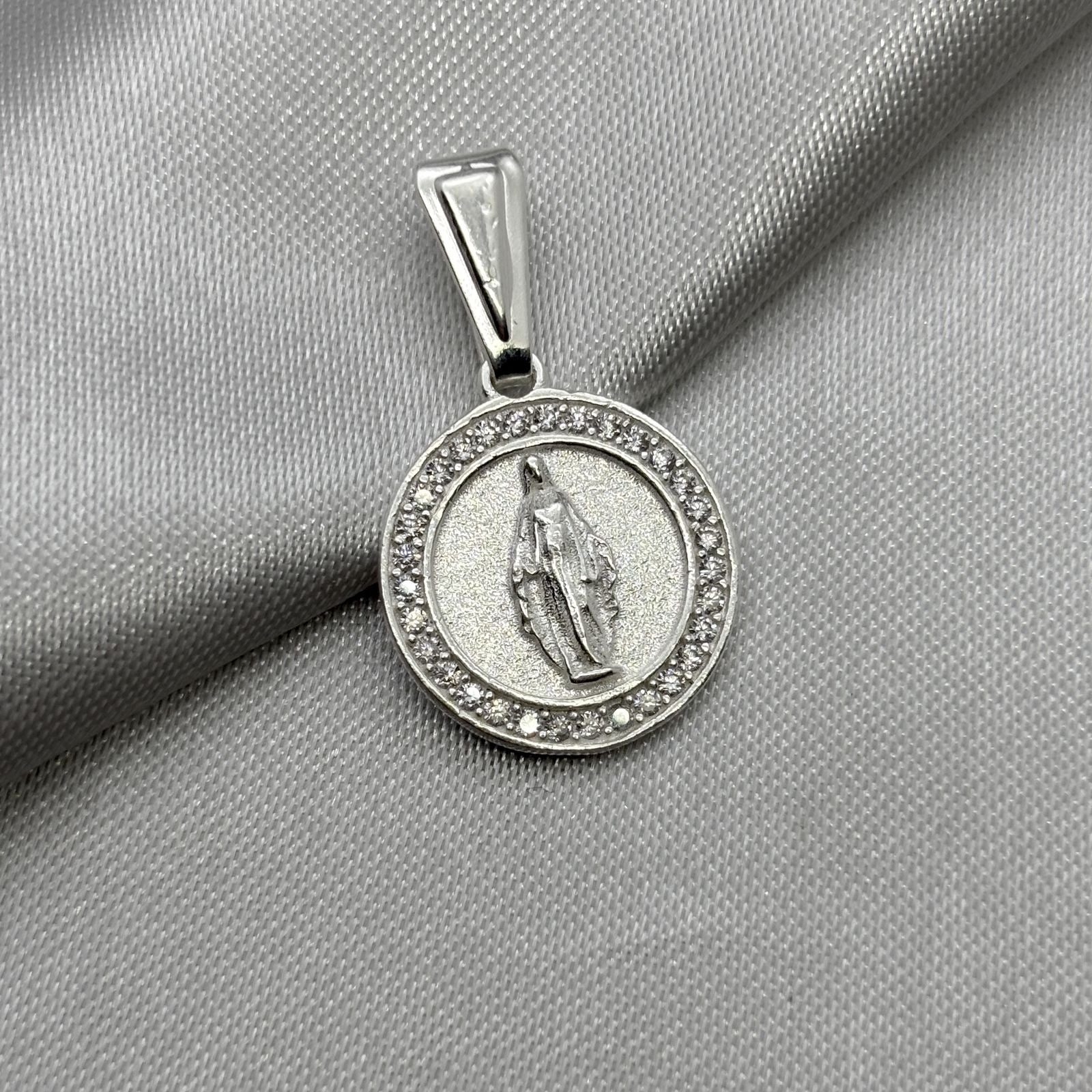 #D621 - Dije/Medalla Santisima Virgen Maria Con Zirconia Plata - A09/2.4