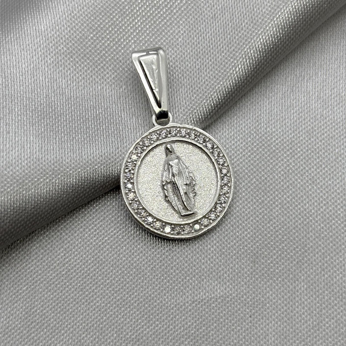 #D621 - Dije/Medalla Santisima Virgen Maria Con Zirconia Plata - A09/2.4