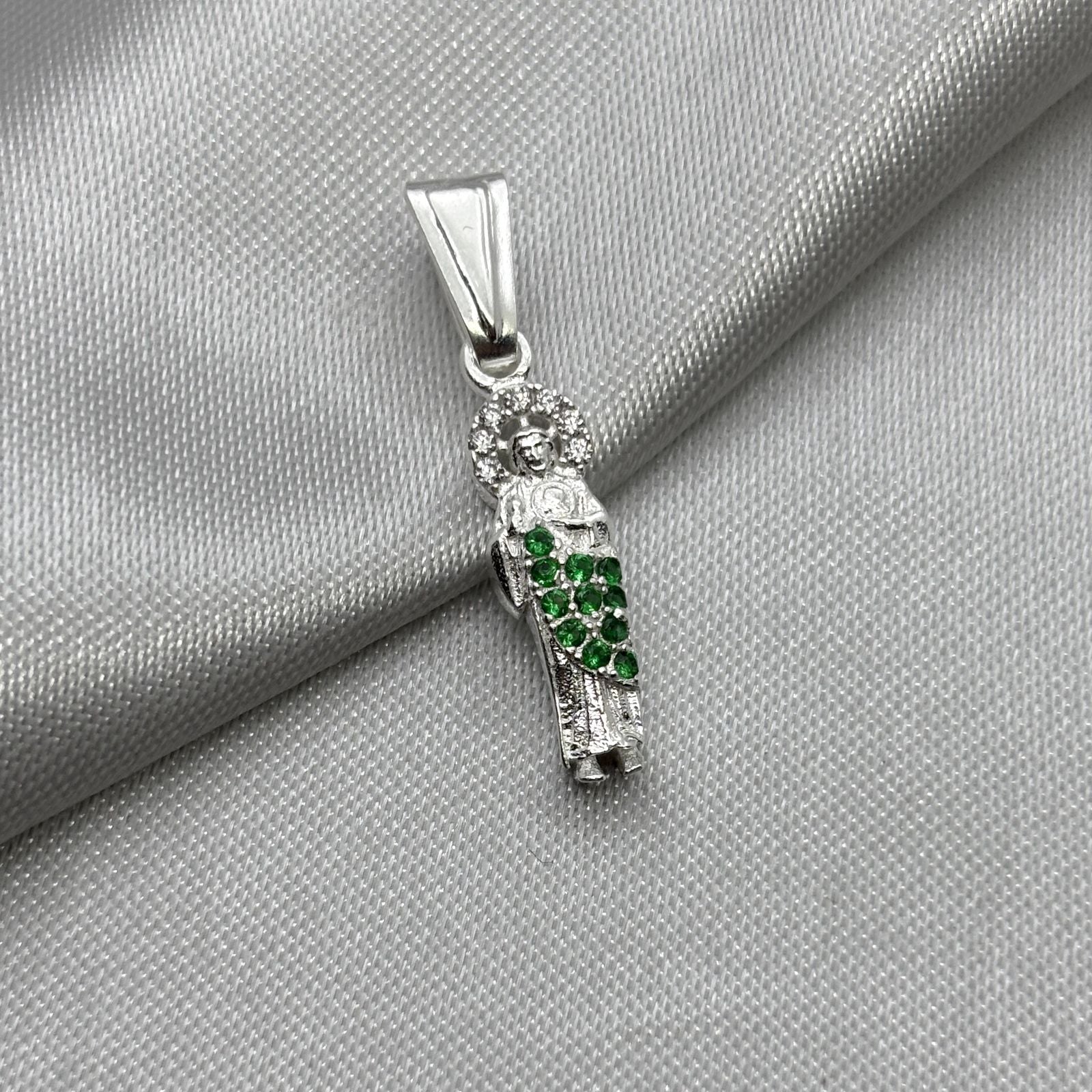 #D626 - Dije San Judas Tadeo Mini Zirconia Plata - A09/1.6