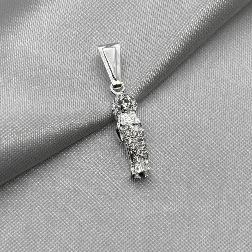 #D626 - Dije San Judas Tadeo Mini Zirconia Plata - A09/1.6