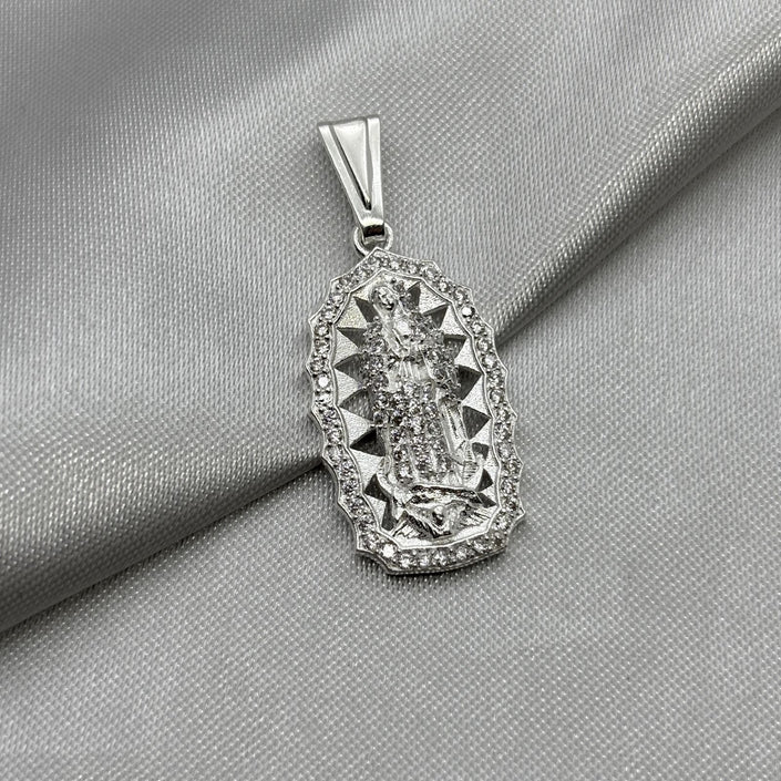 #D628 - Dije Virgen De Guadalupe Con Zirconia Plata - A09/3.9