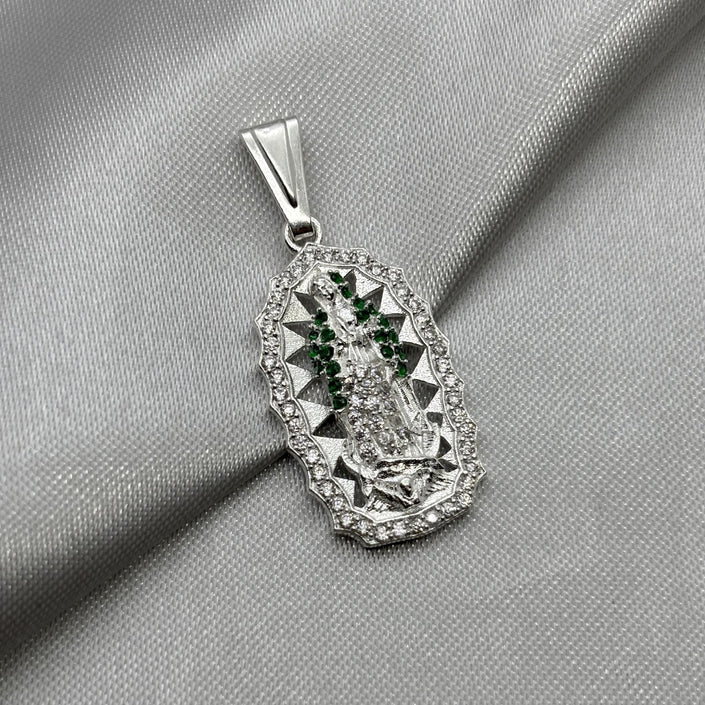 #D628 - Dije Virgen De Guadalupe Con Zirconia Plata - A09/3.9