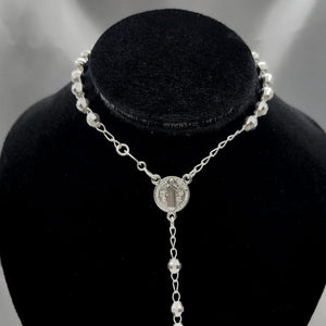 #MR118 - Rosario De San Benito Diamantada Plata - 5 mm - B07/19.5