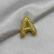 #DOL133 - Dije Letra Inflada Abecedario Con Piedra Zirconia Oro Laminado 18K - LA030/
