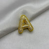 #DOL133 - Dije Letra Inflada Abecedario Con Piedra Zirconia Oro Laminado 18K - LA030/