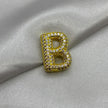 #DOL133 - Dije Letra Inflada Abecedario Con Piedra Zirconia Oro Laminado 18K - LA030/