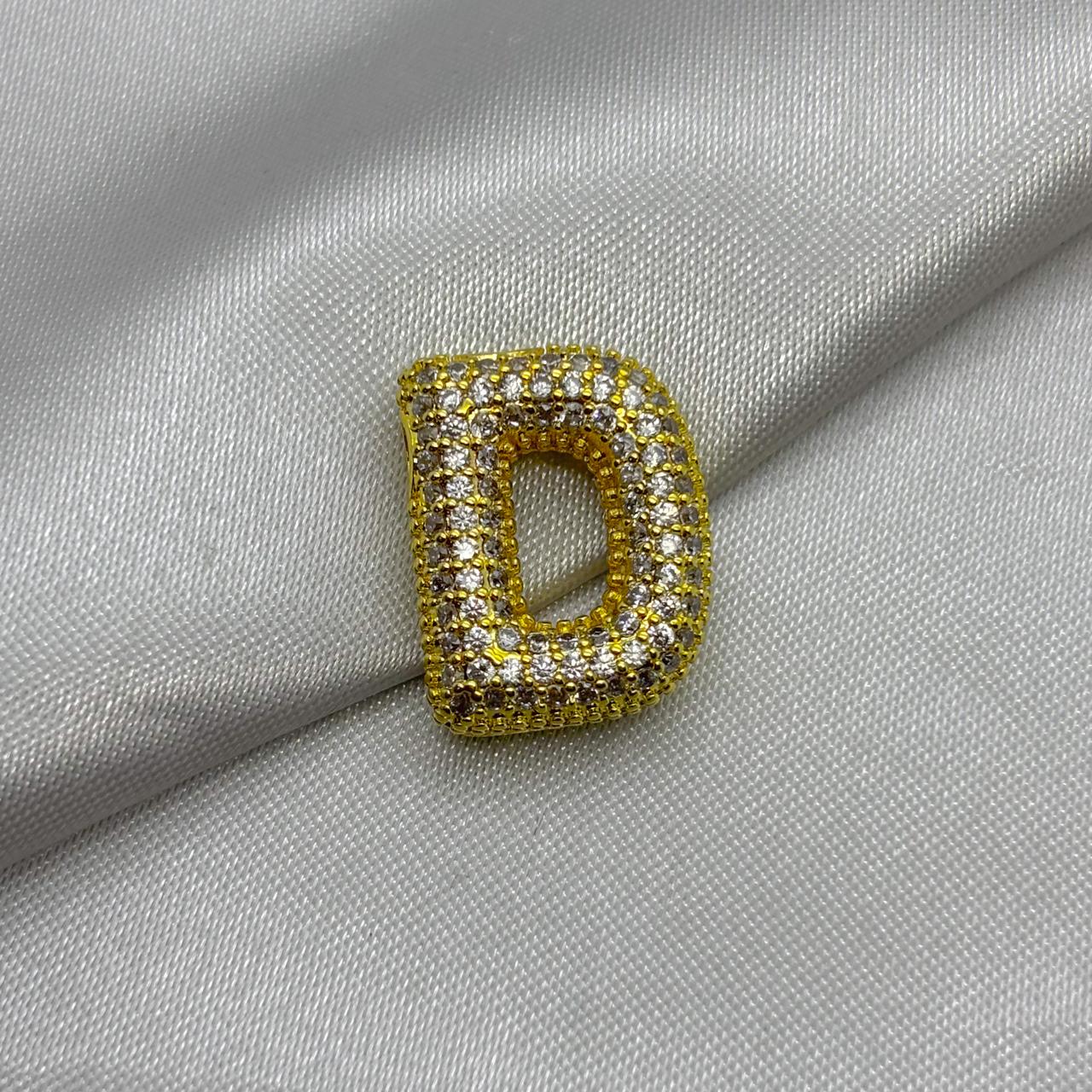 #DOL133 - Dije Letra Inflada Abecedario Con Piedra Zirconia Oro Laminado 18K - LA030/
