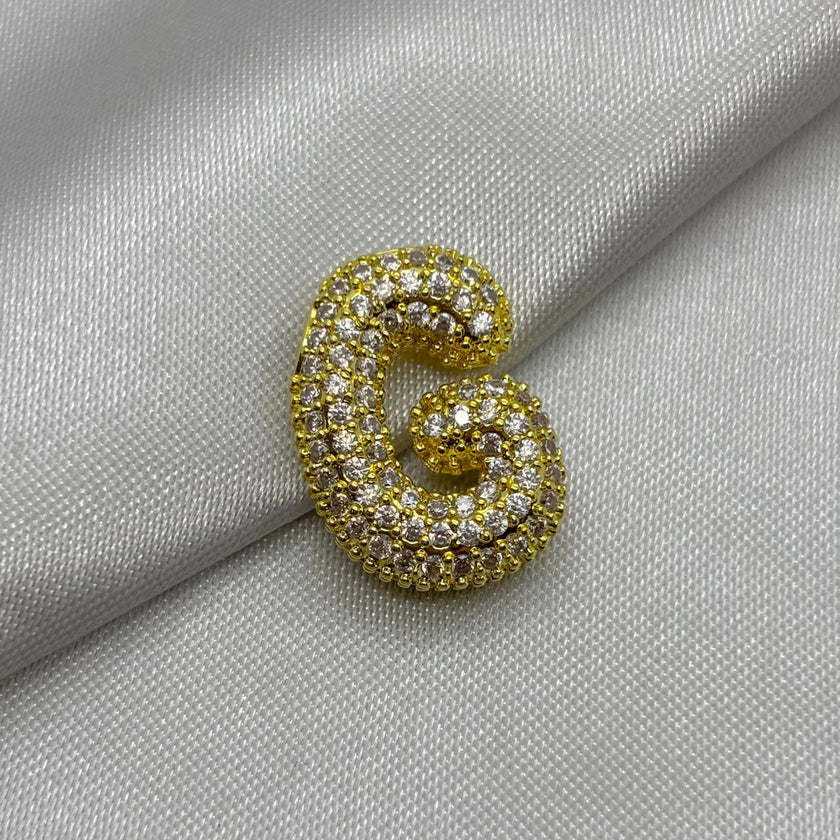 #DOL133 - Dije Letra Inflada Abecedario Con Piedra Zirconia Oro Laminado 18K - LA030/