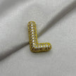 #DOL133 - Dije Letra Inflada Abecedario Con Piedra Zirconia Oro Laminado 18K - LA030/