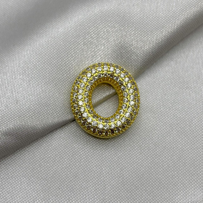 #DOL133 - Dije Letra Inflada Abecedario Con Piedra Zirconia Oro Laminado 18K - LA030/