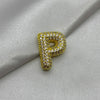#DOL133 - Dije Letra Inflada Abecedario Con Piedra Zirconia Oro Laminado 18K - LA030/