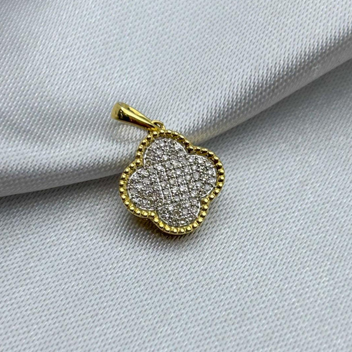 #DX10105 - Dije Trébol Tipo Van Cleef Con Diamante Natural Oro 10K - LX295/