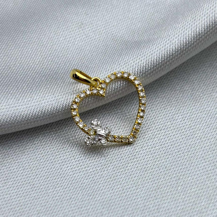 #DX10107 - Dije Corazón Con Mariposa Y Diamante Natural Oro 10K - LX210/