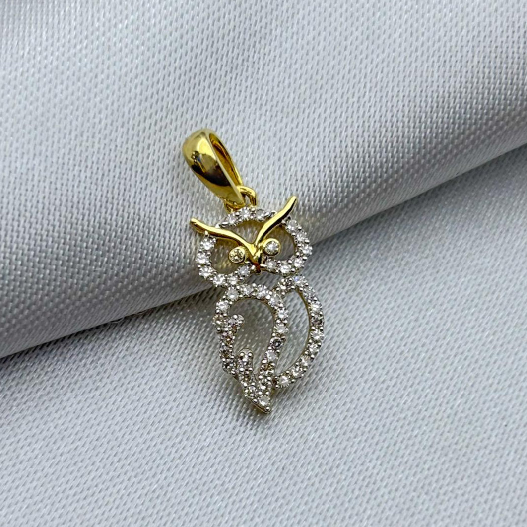 #DX10101 - Dije Búho Con Diamante Natural Oro 10K - MX255/
