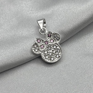 #D452 - Dije Minnie Mouse Con Piedra Zirconia Plata - ZC2.0