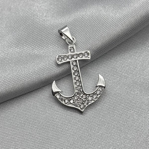 #D436 - Dije Ancla Con Piedra Zirconia Plata - ZC2.1