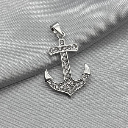 #D436 - Dije Ancla Con Piedra Zirconia Plata - A09/2.1