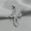 #D446 - Dije Cruz Ovalada Con Piedra Zirconia Plata - A09/2.3
