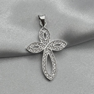 #D446 - Dije Cruz Ovalada Con Piedra Zirconia Plata - ZC2.3