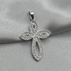 #D446 - Dije Cruz Ovalada Con Piedra Zirconia Plata - A09/2.3