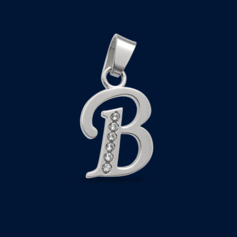 #D561 - Dije Letras Con Zirconia Plata- B09/1.5