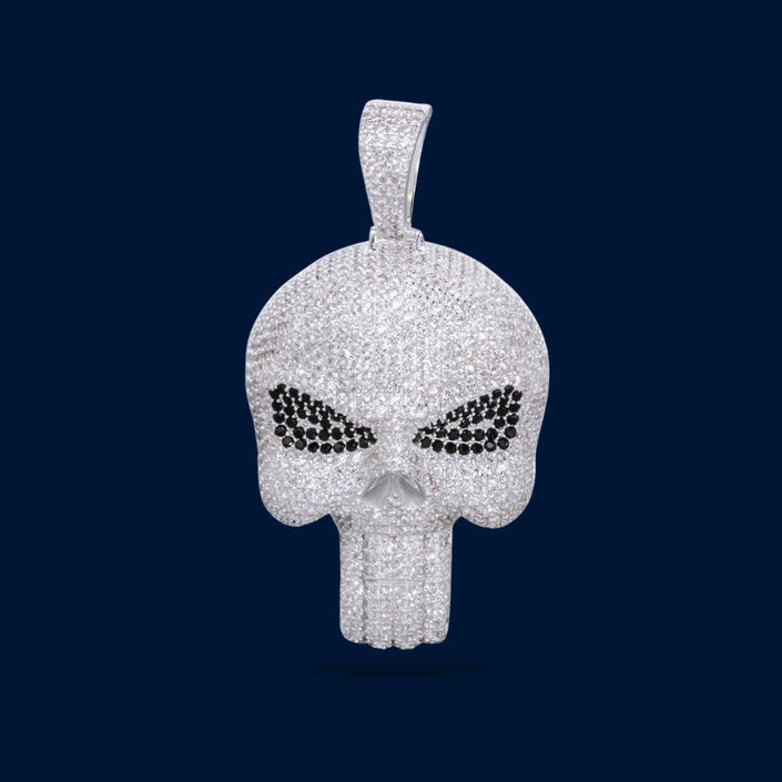 #D549 - Dije De Calavera Con Zirconia Baño De Rodio Plata - MI17.1