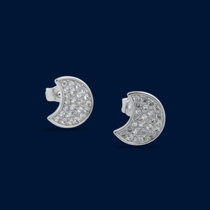 #BR266 - Broquel Luna Con Piedra Zirconia Plata - LL1.7