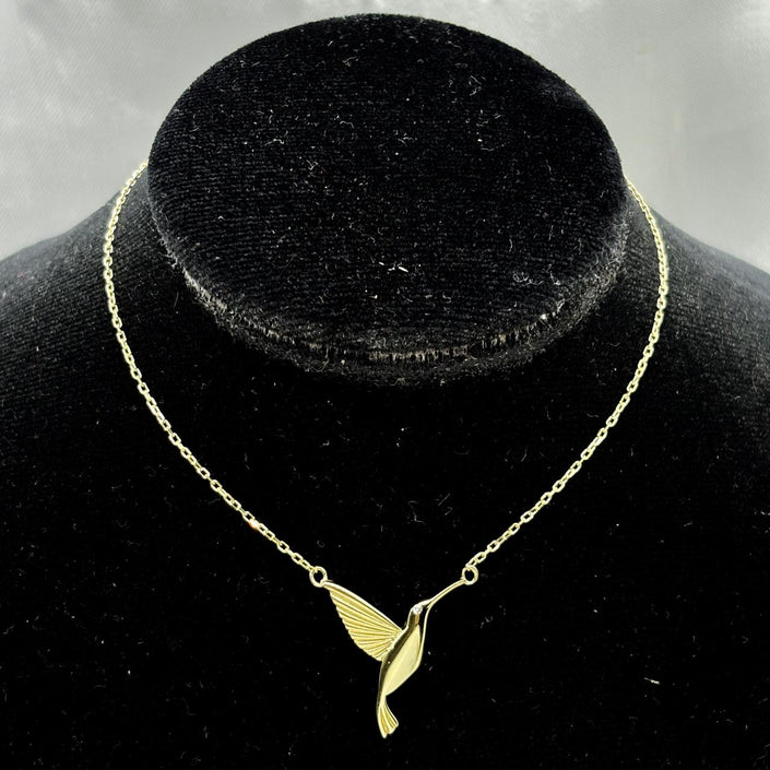#G10126 - Gargantilla Colibrí Con Piedra Zirconia Oro 10K - I19/2.0