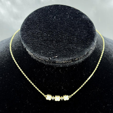 #G10132 - Gargantilla Trébol Tipo Van Cleef Con Piedra Zirconia Oro 10K - H19/1.9