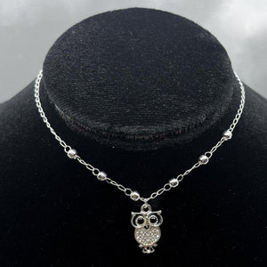 #G147 - Gargantilla Búho Con Piedra Zirconia Plata - F2.4