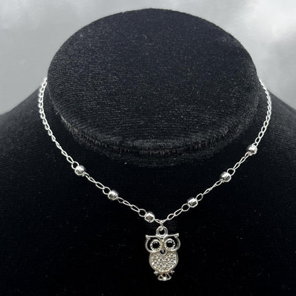 #G147 - Gargantilla Búho Con Piedra Zirconia Plata - A13/2.4