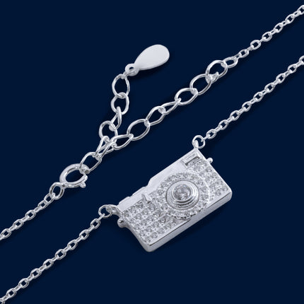#G149 - Gargantilla Cámara Con Piedra Zirconia Plata - C25/4.1