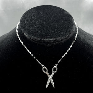 #G156 - Gargantilla Tijeras Con Piedra Zirconia Plata - IP3.1