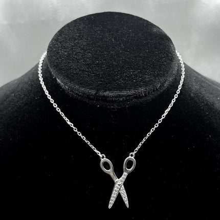 #G156 - Gargantilla Tijeras Con Piedra Zirconia Plata - C25/3.1