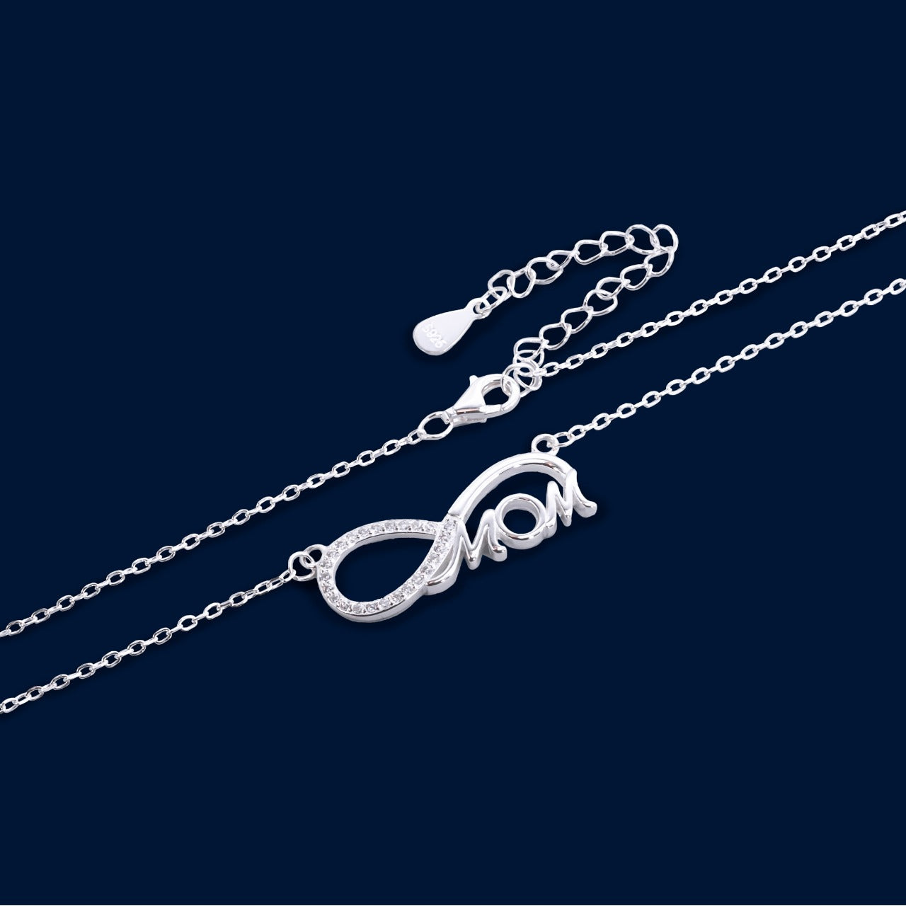 #G177 - Gargantilla Dije Infinito Mamá Con Piedra Zirconia Plata - PU3.7