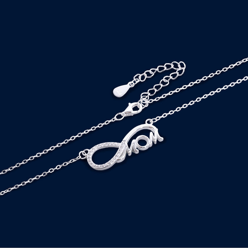 #G177 - Gargantilla Dije Infinito Mamá Con Piedra Zirconia Plata - PU3.7