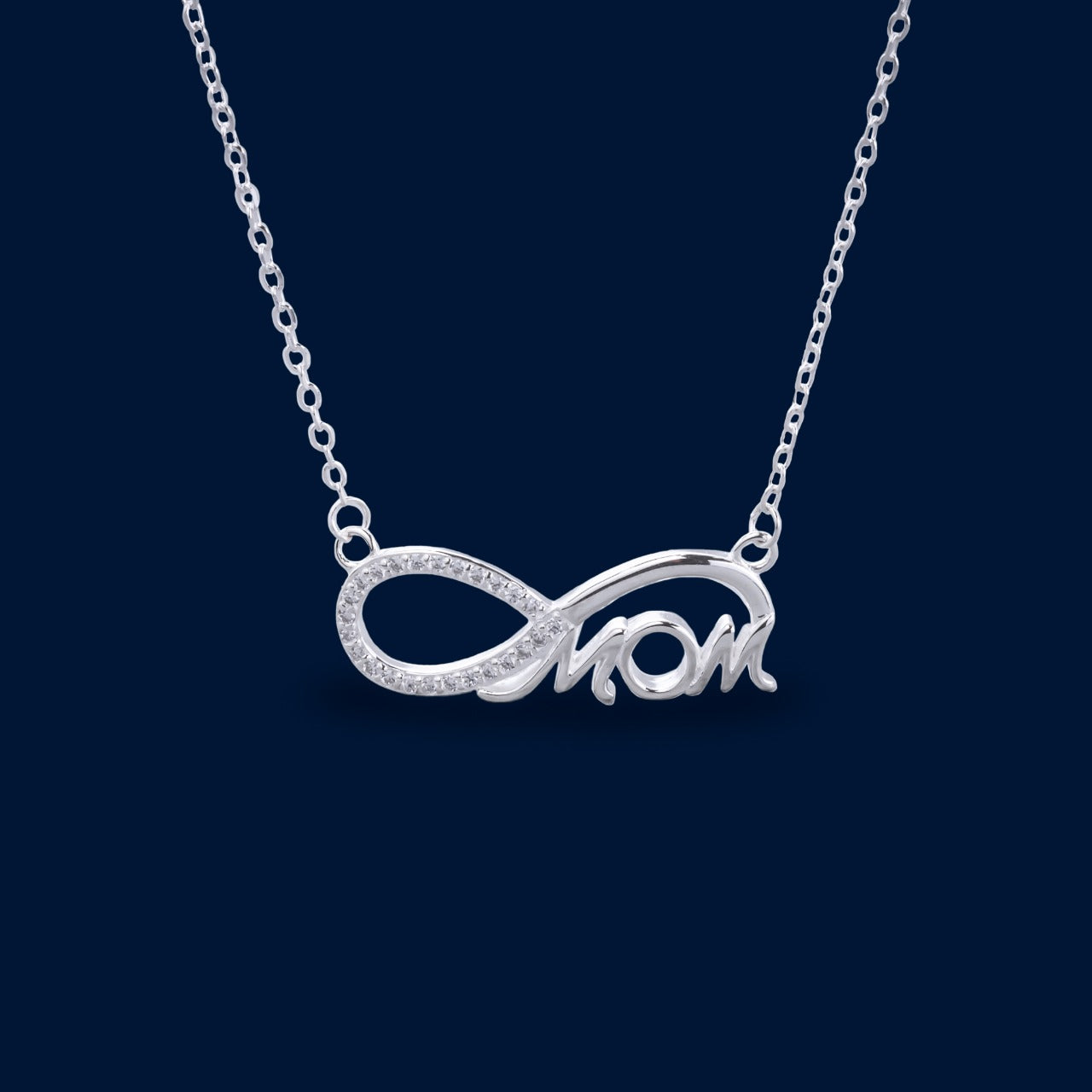 #G177 - Gargantilla Dije Infinito Mamá Con Piedra Zirconia Plata - PU3.7