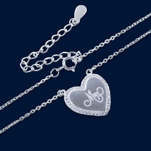 #G180 - Gargantilla Dije Corazón Mamá Con Piedra Zirconia Plata - PU3.7