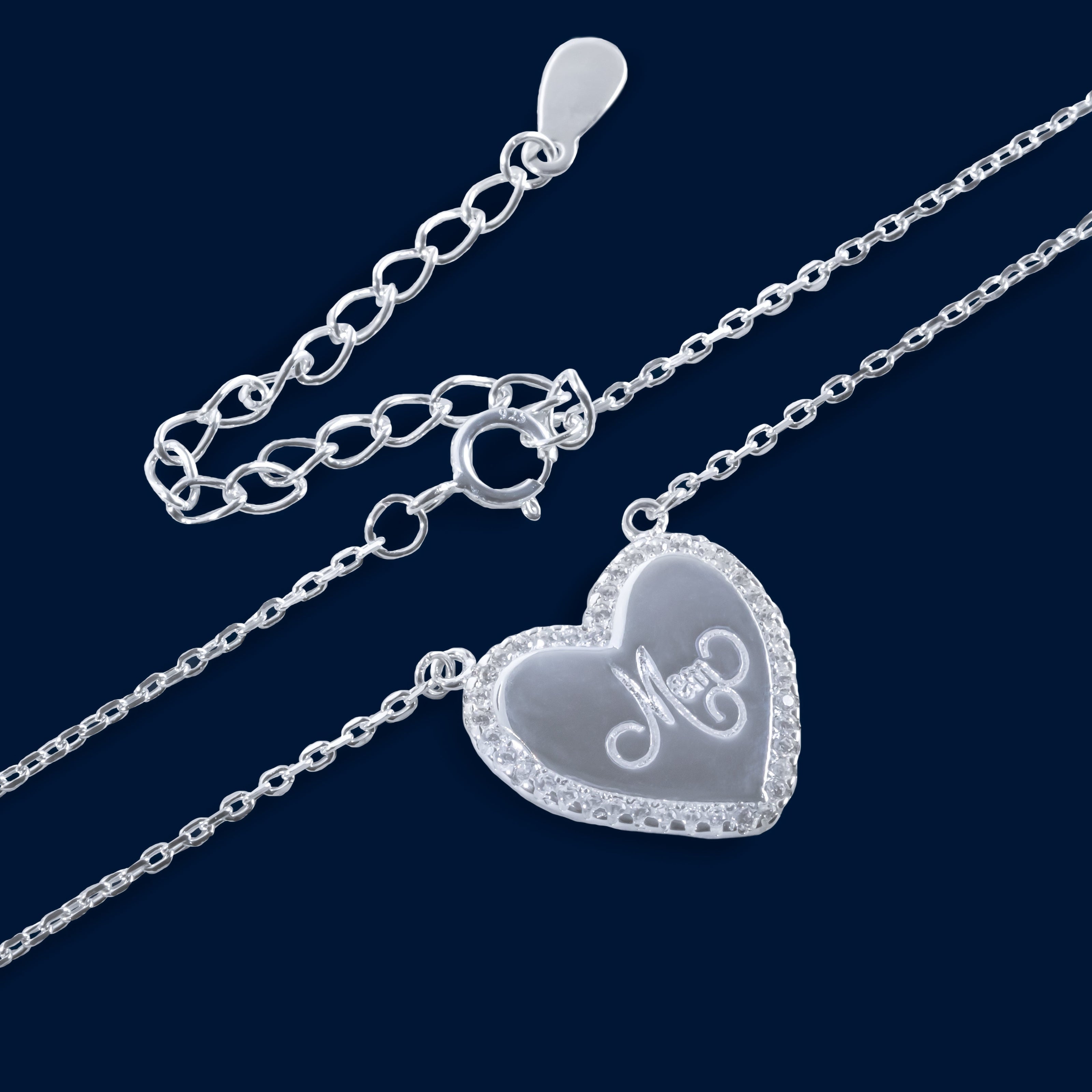 #G180 - Gargantilla Dije Corazón Mamá Con Piedra Zirconia Plata - PU3.7