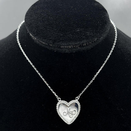 #G180 - Gargantilla Dije Corazón Mamá Con Piedra Zirconia Plata - C14/3.7