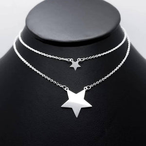 #G230 - Gargantilla Doble Estrella Plata - LL5.8